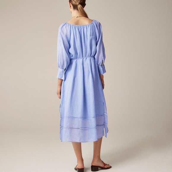 New JCREW Size 3X Gathered Maxi Dress in Ramie Hazy Hydrangea $248 CL646 - Picture 5 of 5